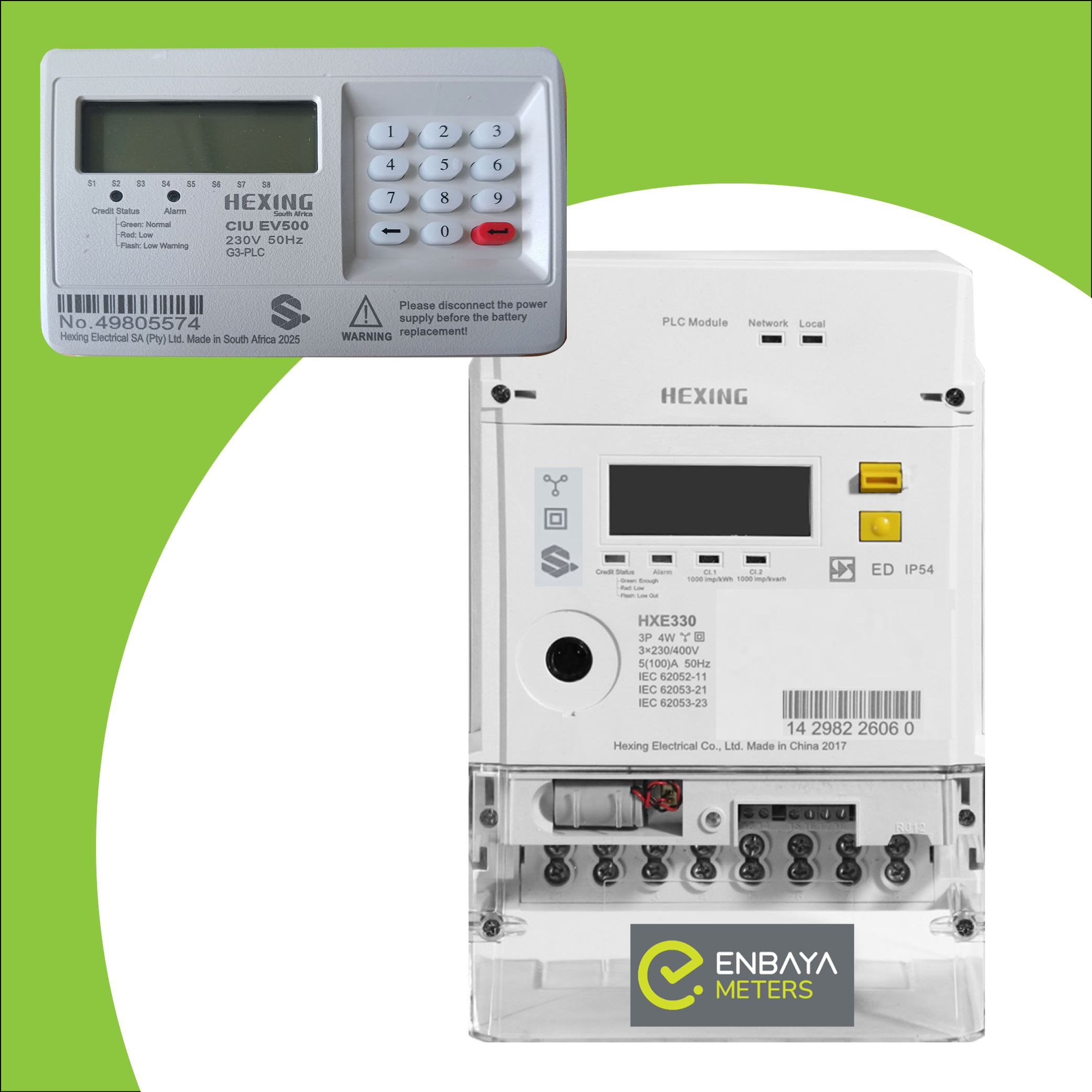 Hexing 3 phase electricity meter separate keypad HXE330