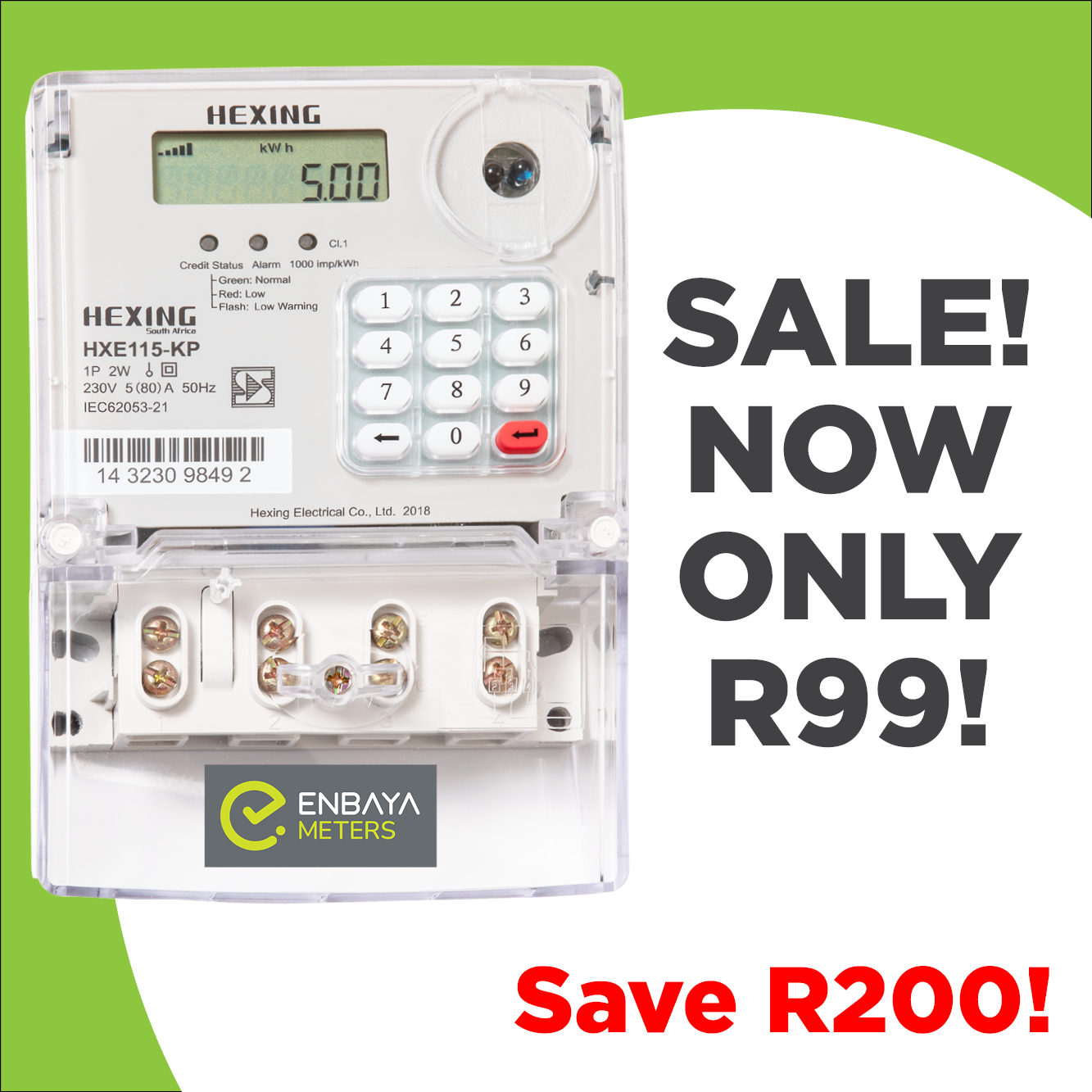 Prepaid Meter Electricity single phase hexing sale